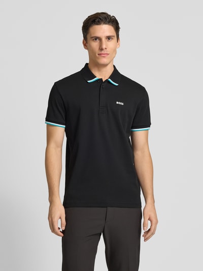 BOSS Green Regular Fit Poloshirt mit Label-Print Modell 'Paddy Lux Heritage' Black 4