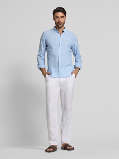 Casual Friday Regular Fit Leinenhemd mit Button-Down-Kragen Modell 'Anton' Hellblau 1