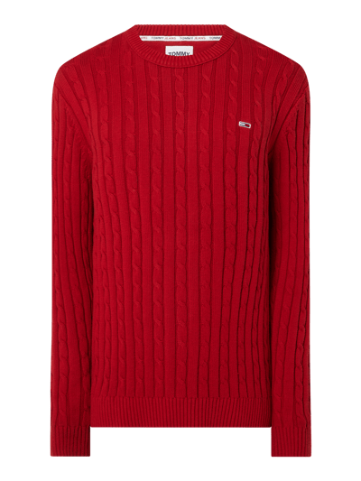 Tommy Jeans Pullover mit Zopfmuster  Bordeaux 2