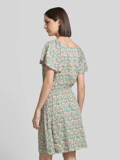 ICHI Minikleid aus Viskose-Mix mit floralem Allover-Print Modell 'Aya' Hellblau 5