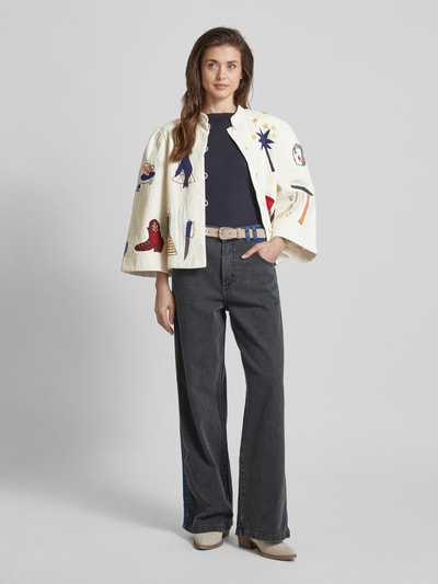 Stella Nova Blazer met motiefstitching, model 'Polina' Offwhite - 1