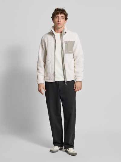 Jack & Jones Fleecejacke mit Stehkragen und Brusttasche Modell 'SOHO' Offwhite 1
