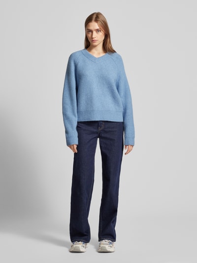 Marc O'Polo Denim Gebreide pullover met ribboorden Lichtblauw - 1