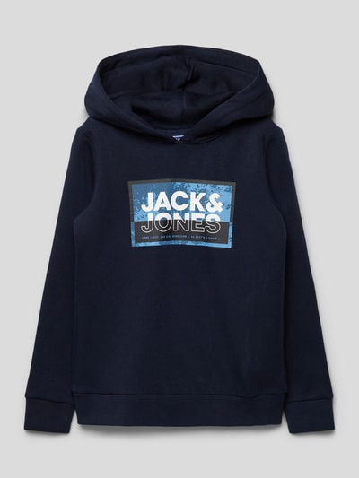 Jack & Jones Bluza z kapturem z nadrukiem z logo Granatowy 1