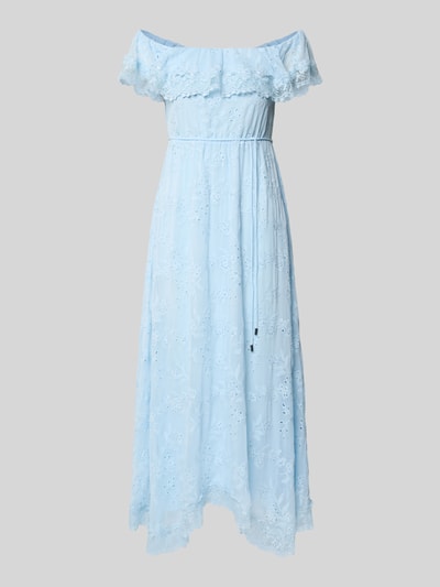 Forever New Avondjurk met broderie anglaise en strikceintuur Lichtblauw - 2