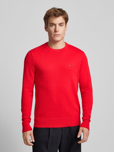 CK Calvin Klein Sweter z dzianiny z wyhaftowanym logo model ‘PIMA’ Czerwony 4