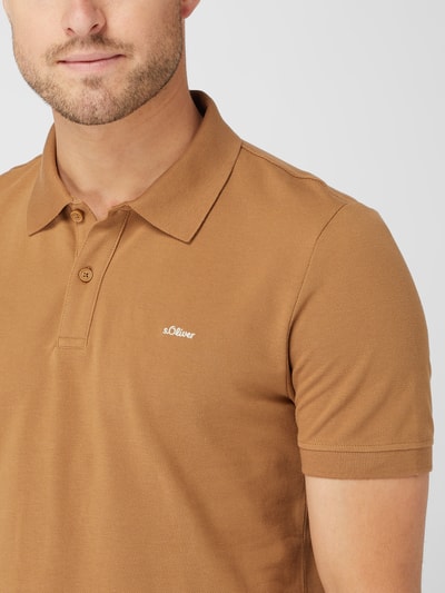 s.Oliver RED LABEL Koszulka polo o kroju regular fit z piki  Jasnobrązowy 3