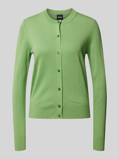 BOSS Strickjacke aus Schurwolle Modell 'Fadenasi' Gruen 2