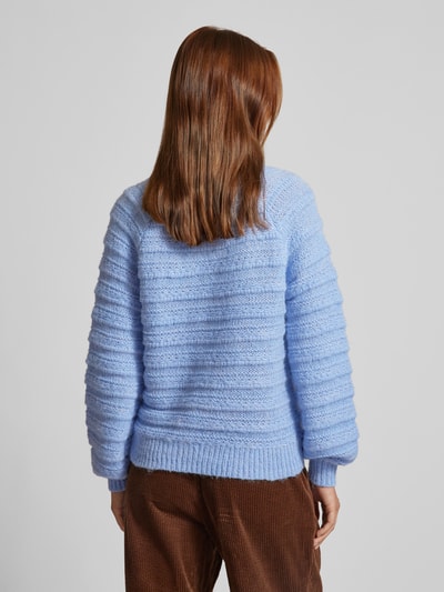 Pieces Regular Fit Strickpullover mit Strukturmuster Modell 'JAYDA' Hellblau 5