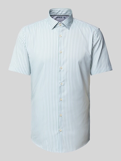 Jake*s Slim Fit Kurzarmhemd mit Kentkragen Hellgruen 2