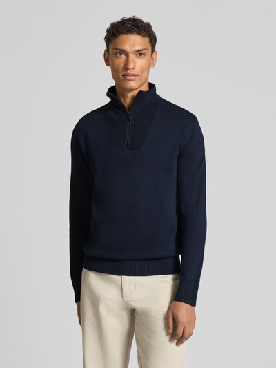 Tom Tailor Denim Regular Fit Troyer aus reiner Baumwolle Dunkelblau 4