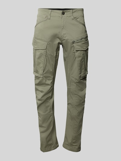 Produktfoto, olivgrüne Cargo Fit Cargohose aus Baumwoll-Mix von G-Star RAW, sichtbare Taschen, glatte Textur, neutrale Farbgebung
