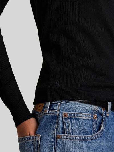 Polo Ralph Lauren sweter z golfem w kroju slim fit z mieszanki bawełny i lyocellu BLACK 3