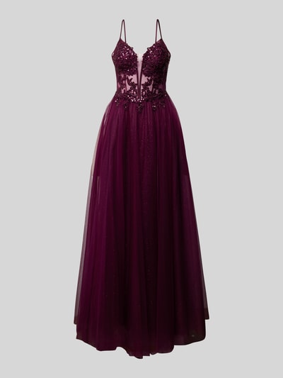 Luxuar Abendkleid mit Paillettenbesatz Pflaume 2