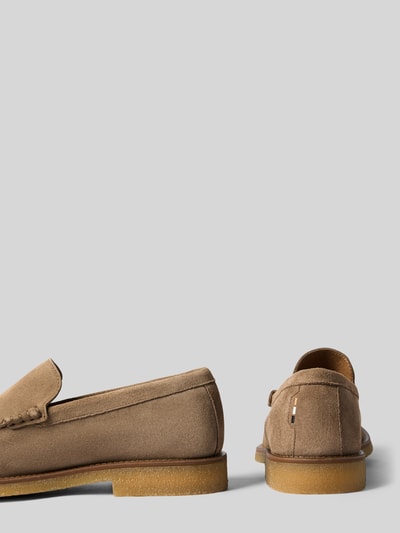 Produktfoto, Loafer aus echtem Rindsleder Modell 'Kope_Mocc_sdd' von BOSS, Herren Loafer, beige Wildlederoptik, strukturierte Gummisohle