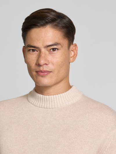 SELECTED HOMME Relaxed fit gebreide pullover van een mix van wol en kasjmier, model 'Calle' Ecru - 3