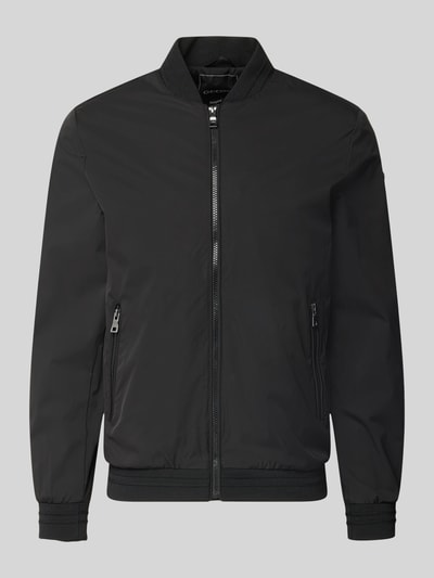 Produktfoto, zwarte Bomberjacke mit Reißverschlusstaschen van Geox, regular fit, opstaande kraag, ritssluiting, ritszakken, heren