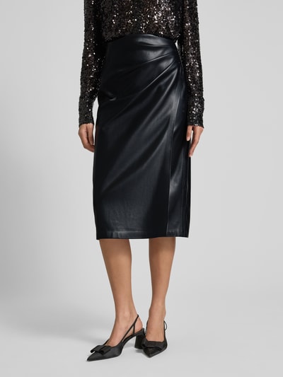 Christian Berg Woman Selection Spódnica midi z imitacji skóry z zamkiem błyskawicznym z tyłu Czarny 4
