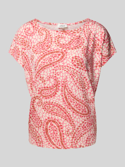 s.Oliver RED LABEL Relaxed fit T-shirt van viscosemix met extra brede schouders Rood - 2