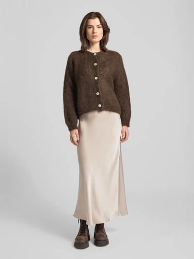 Neo Noir Midirok van satijn met elastische band, model 'URA' Ecru - 1