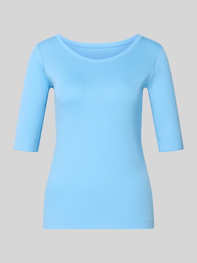 Produktfoto, T-Shirt mit Rundhalsausschnitt und 1/2-Arm von Marc Cain aus Baumwoll-Elasthan-Mix, Slim Fit, hellblau, glatte Textur