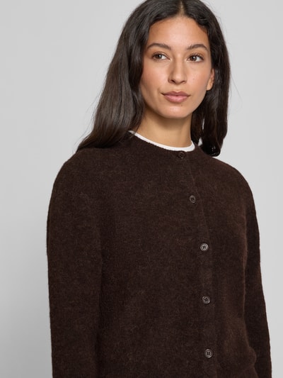 Samsøe Samsøe Kardigan z mieszanki wełny z okrągłym dekoltem Czekoladowy melanż 3