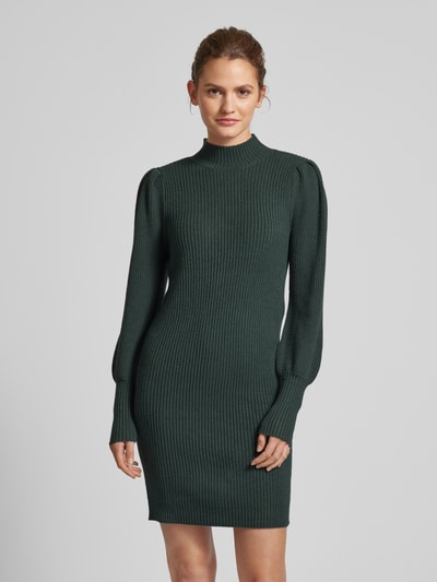 Only Gebreide jurk met turtleneck, model 'KATIA' Donkergroen - 4