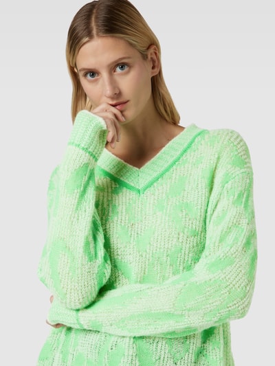 Marc Cain Gebreide pullover met V-hals Neon groen - 3