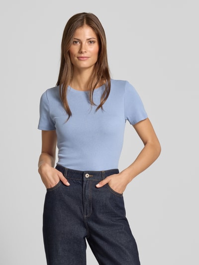 Jake*s Casual T-shirt z efektem prążkowania Błękitny 4