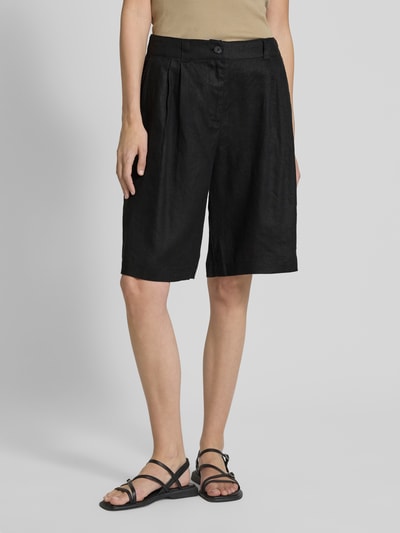 Christian Berg Woman Loose Fit Bermudas aus reinem Leinen Black 4