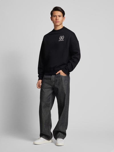 Low Lights Studios Sweatshirt mit Label-Stitching Modell 'Cesar' Black 1