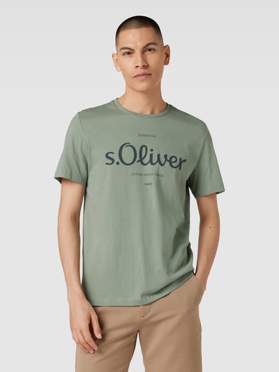 s.Oliver RED LABEL T-shirt z nadrukiem z logo Trzcinowy 4