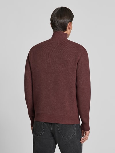 Jake*s Studio Men Regular Fit Troyer aus Viskose-Mix Bordeaux 5