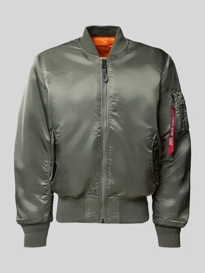 Alpha Industries Bomberjacke mit Stehkragen und Pattentaschen Oliv 2