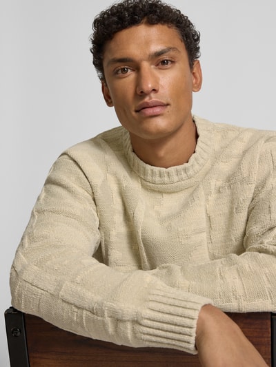 BOSS Orange Regular Fit Strickpullover aus Baumwoll-Mix Modell 'KIRESO' Beige 3