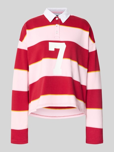 Review Sweatshirt mit Umlegekragen und Knopfleiste Dunkelrot 2