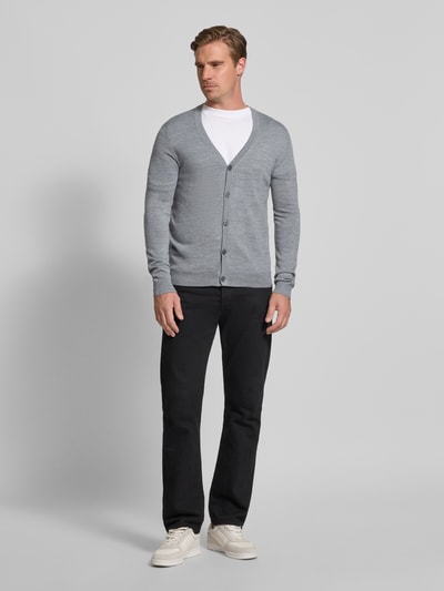 Christian Berg Men Gebreid jack met V-hals Lichtgrijs gemêleerd - 1