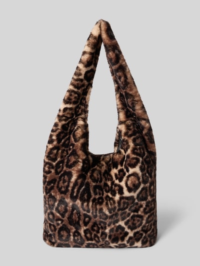 monari Handtasche aus Kunstfell in Leo-Optik Mittelbraun 2