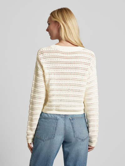 Mango Strickpullover mit Lochmuster Modell 'MUDITO' Offwhite 5