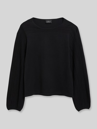 s.Oliver BLACK LABEL Regular Fit Strickpullover aus Viskose-Mix mit plissierten Ballonärmeln Black 2