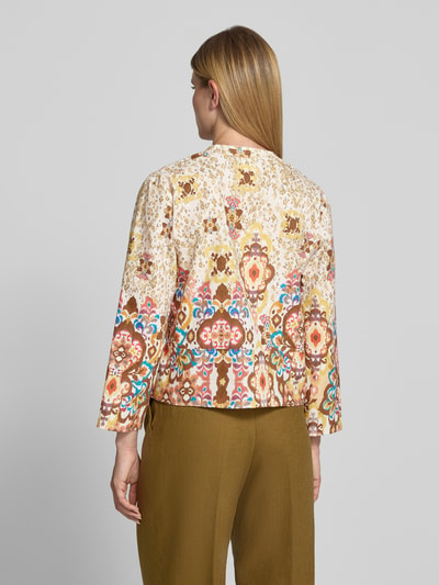 Stefanel regular fit blouse van mix van katoen en linnen Offwhite - 5
