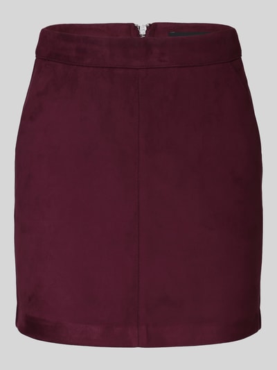 Productfoto, effen bordeauxrood, rechte vorm, gladde textuur, Ausgestellter Mini-Rock aus reiner Baumwolle model 'DONNADINA' van VERO MODA, Dames minirok