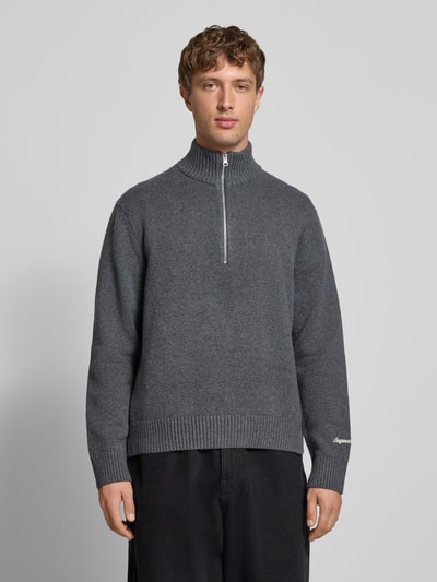 Jack & Jones Gebreide pullover met ribboorden, model 'NORREBRO'' Donkergrijs gemêleerd - 4