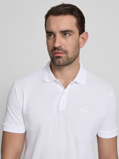 BOSS Green Regular Fit Poloshirt aus reiner Baumwolle Modell 'PIO 1' Weiss 3