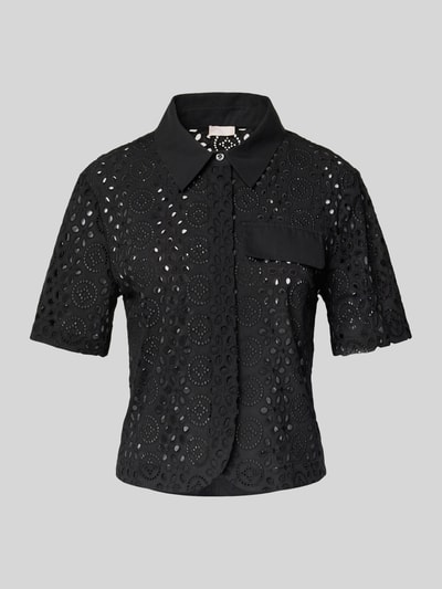 Liu Jo White Hemdbluse mit Lochstickerei Black 2