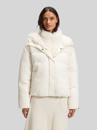 BOSS Regular fit gewatteerd jack met inzetten van jacquard, model 'PEXIA' Offwhite - 4