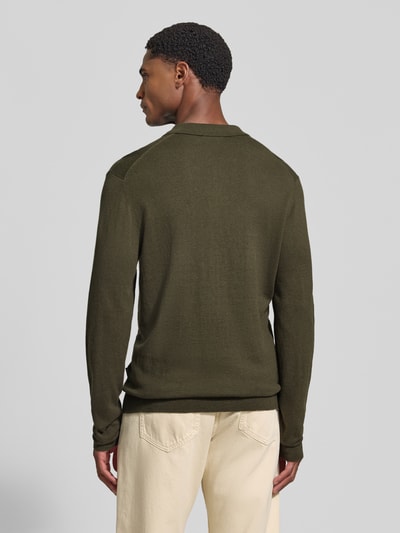 Casual Friday sweter z dzianiny o kroju regular fit z mieszanki bawełny z dodatkiem kaszmiru Khaki 5