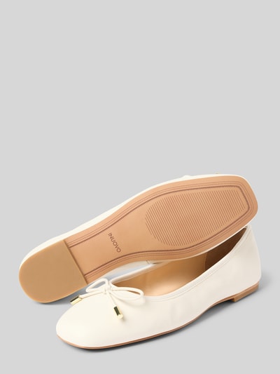 INUOVO Ballerina's van leer met strikdetail Offwhite - 4