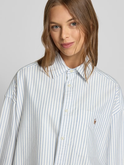 Polo Ralph Lauren Regular fit overhemdblouse met logostitching Lichtblauw - 3