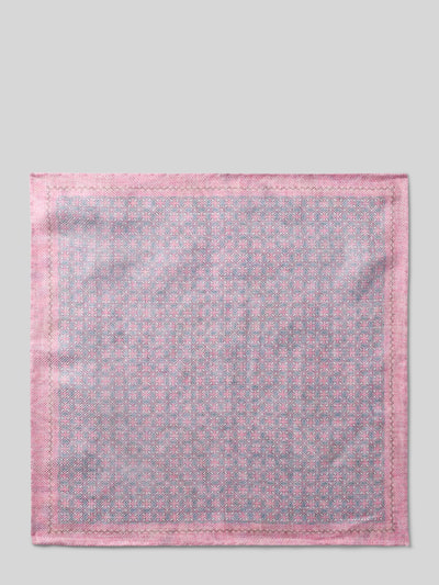 Produktfoto, Einstecktuch aus Leinen-Mix mit Seiden-Anteil von Verugia, rechteckige Passform, pastellrosa Rand, geometrischer Allover-Print, Allover-Paisley-Print, feine glatte Textur